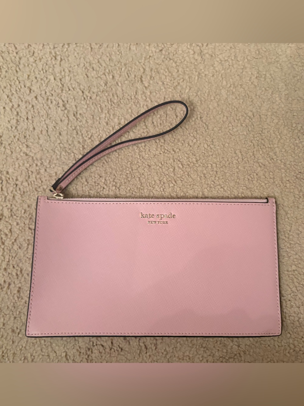 kate spade pink leather wristlet clutch with detachable strap